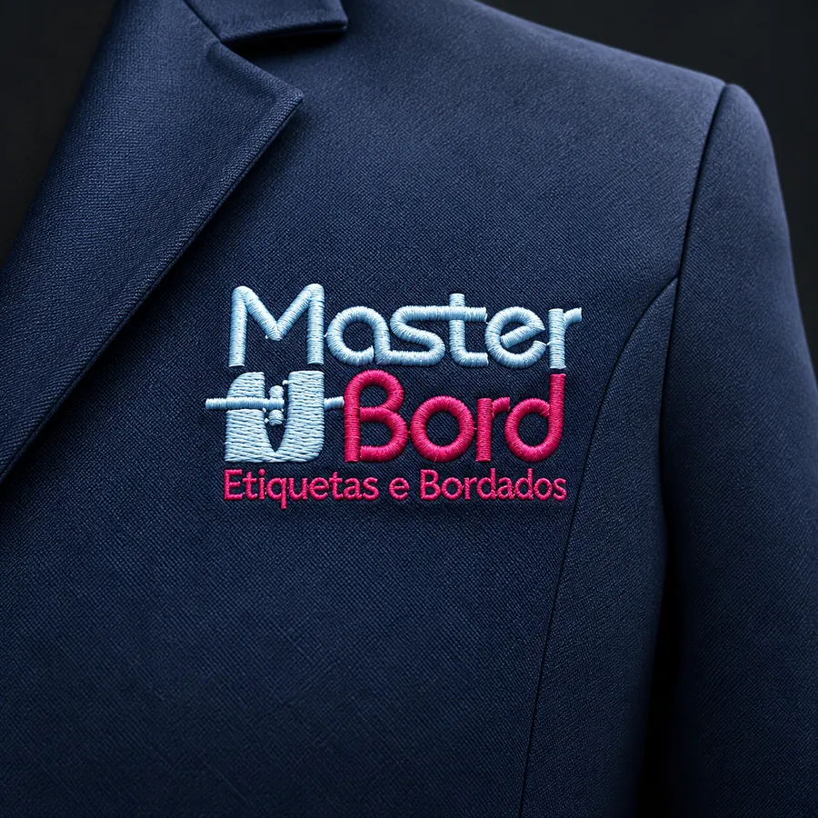 Blazer azul-marinho com logo bordado no peito